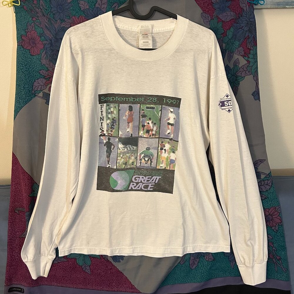 Vintage graphic long sleeves white large - Picture 1 of 5